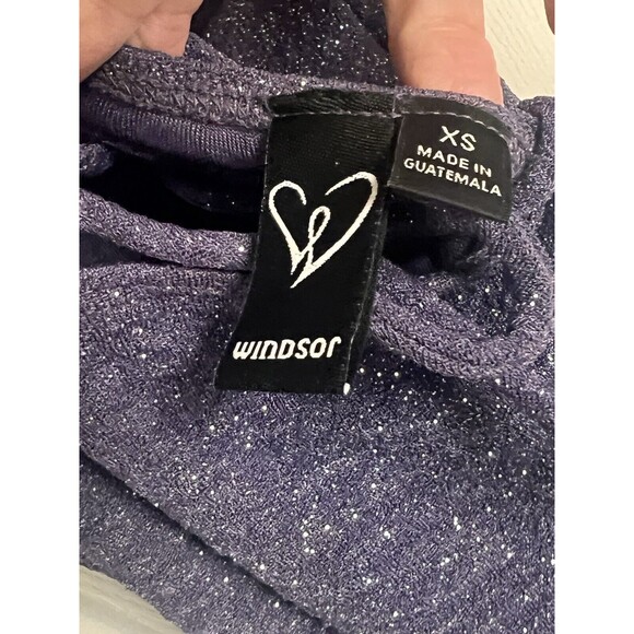 XS Women's Purple Sparkly Glitter Windsor Mini Cocktail Dress Strappy Back - Picture 6 of 7